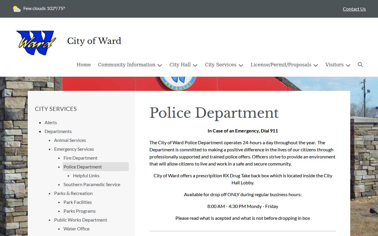 Ward Police contact for Ward warrant records
