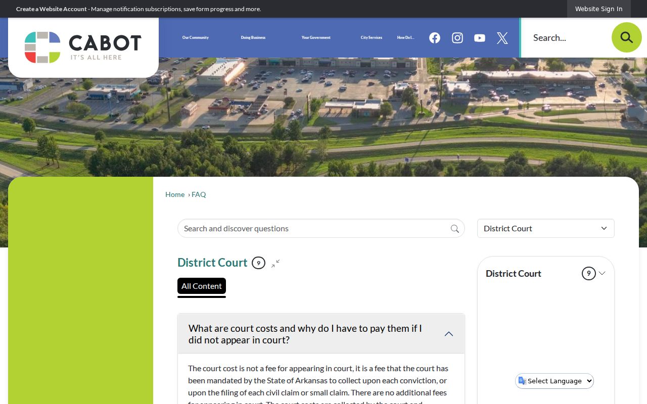 Cabot court FAQ about citation warrant records